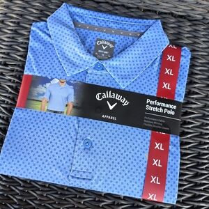 Callaway Light Blue Patterned Polo Shirt XL NWT